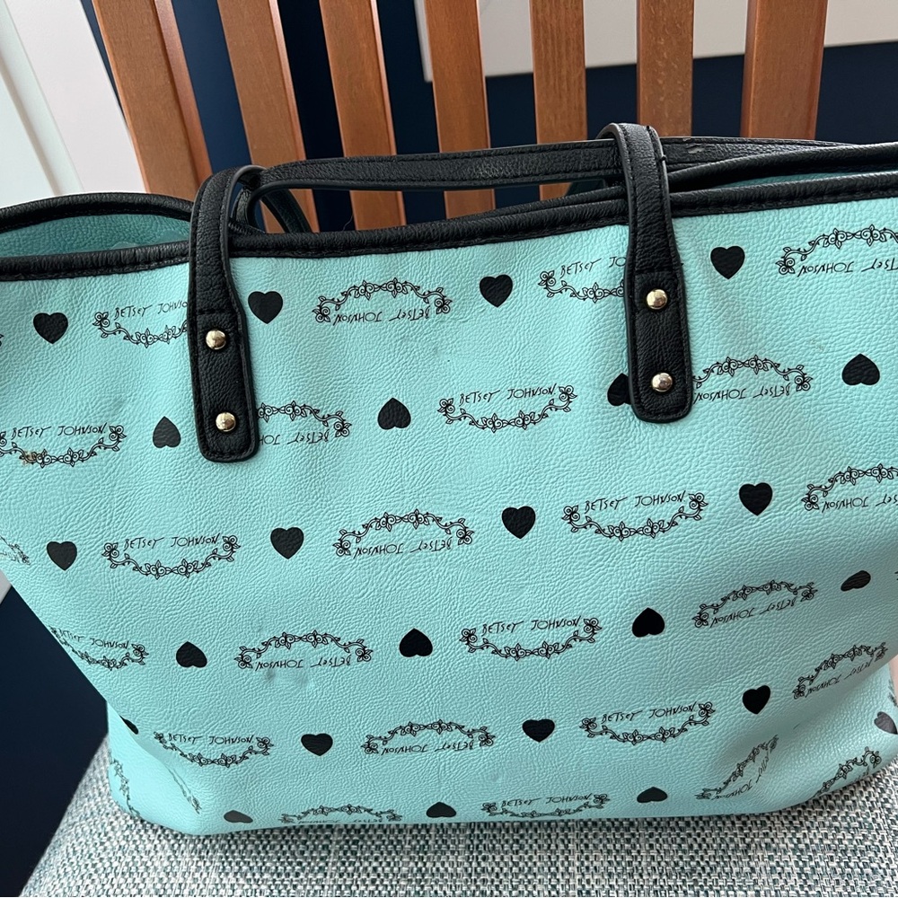 Betsey Johnson Teal Tote Bag with Gold Accents - Picture 6 of 16